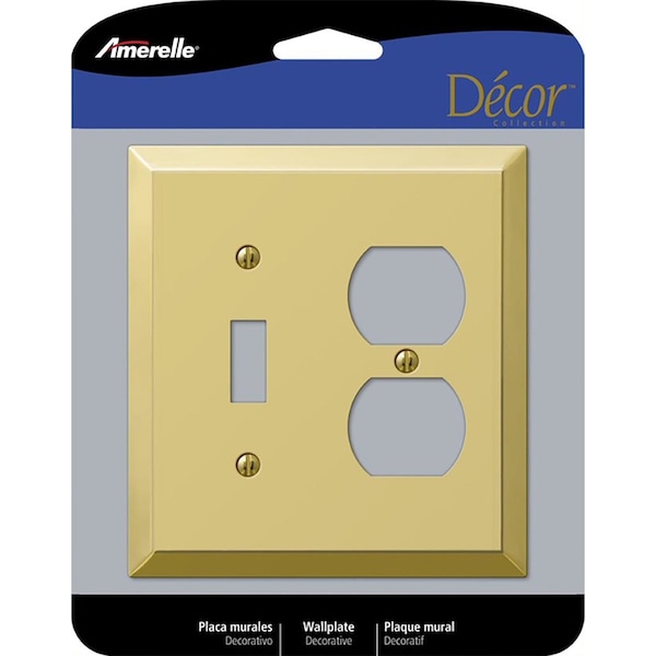 Amerelle Century Polished Brass 2 gang Stamped Steel Duplex/Toggle Wall Plate 1 pk 163TDBR - main